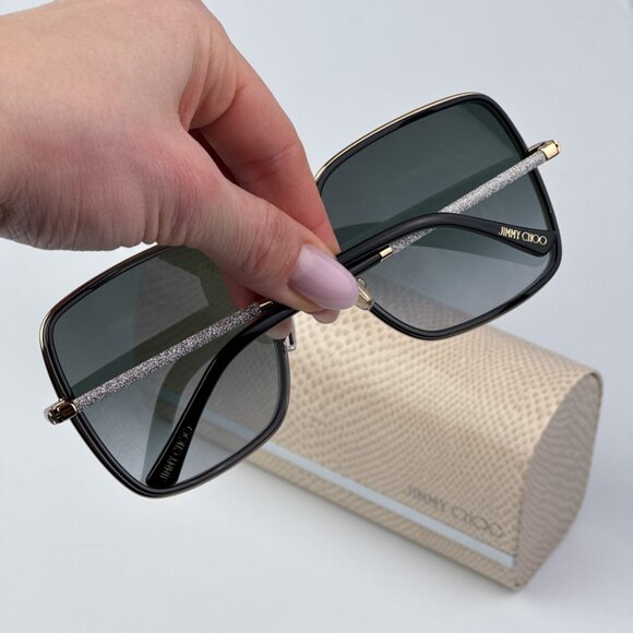 Jimmy Choo Women Black Gold Grey Square BRAND NEW Sunglasses JAYLA/S 02F7 - Picture 3 of 13